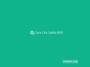 Cara Cek Saldo BNI