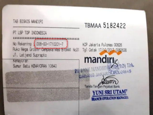 Cek Nomor Rekening Mandiri